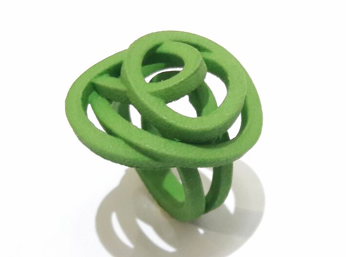 Mess Ring 3d printed Green plastic ring