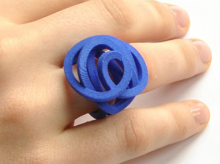 Mess Ring 3d printed blue plastic ring
