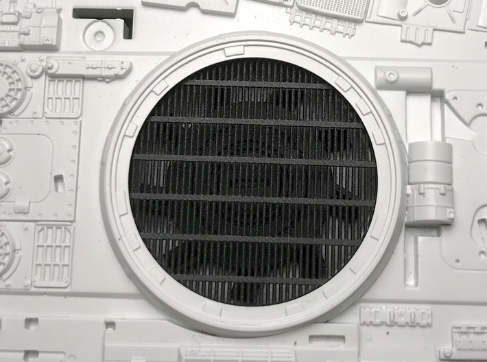 Perfect Grade Falcon 1:72 fan grilles, Koolshade 3d printed See-through grille. (note: non-Koolshade version shown)