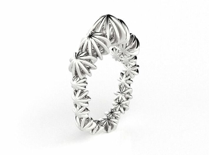 Sea Urchin Small Ring 3d printed silver urching ring