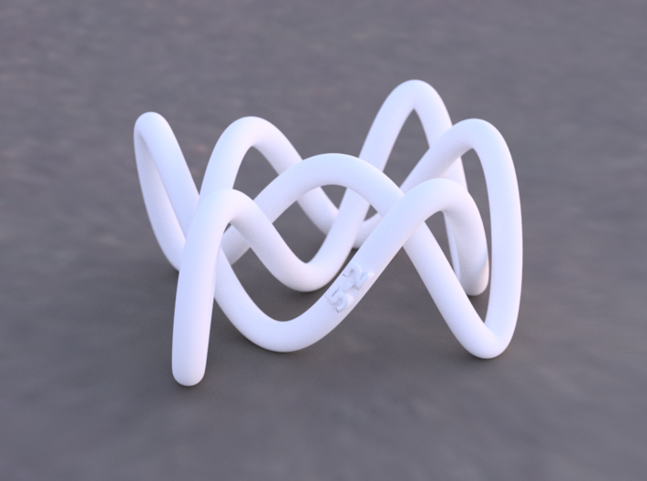Lissajous Three-Twist Knot 3d printed Example render of knot printed in White Versitile Plastic