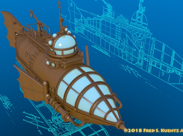 Six Flags Nautilus - Flat Bottom Version - Details 3d printed 