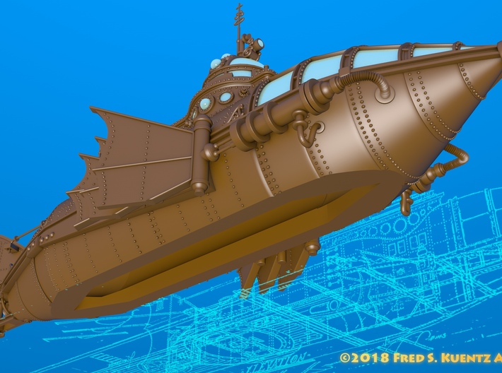 Six Flags Nautilus - Flat Bottom Version - Details 3d printed 