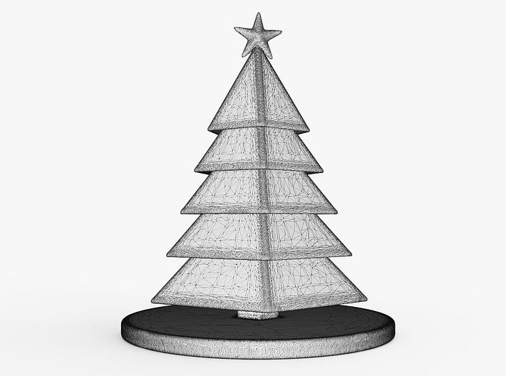 Christmas Tree Stylized Miniature 01 3d printed Wireframe Render