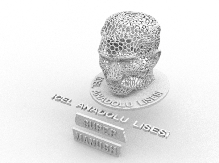 Customizable Name Plate in voronoi Ataturk bust 3d printed 