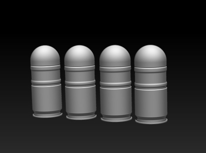 four 40mm grenades in 1/6 scale 3d printed 