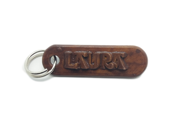 LAURA Personalized keychain embossed letters 3d printed 