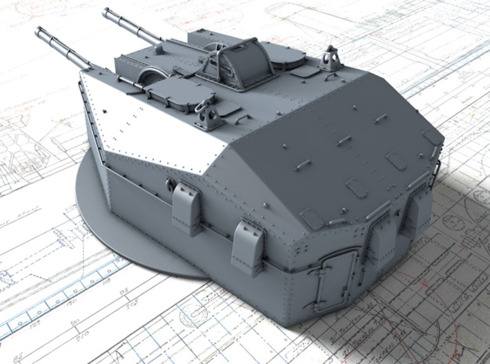1/192 HMS Tiger Class 6"/50(15.2cm) QF MKN5 Gun x2 3d printed 3d render showing product detail