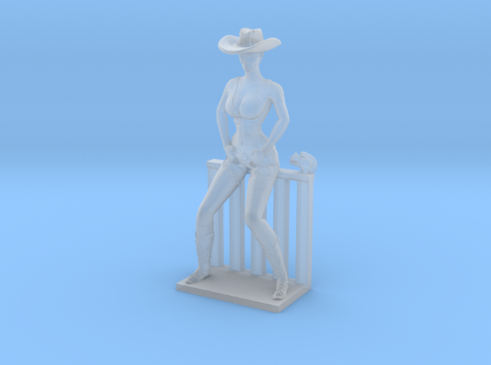 Cowgirl Sitting on Small Fence (28mm Scale Miniatu 3d printed
