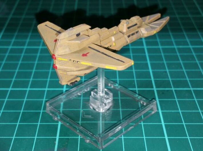 Cardassian Hutet Class 1/20000 Attack Wing 3d printed 1/22k version, Smooth Fine Detail Plastic, painted and mounted on a small Attack Wing base.