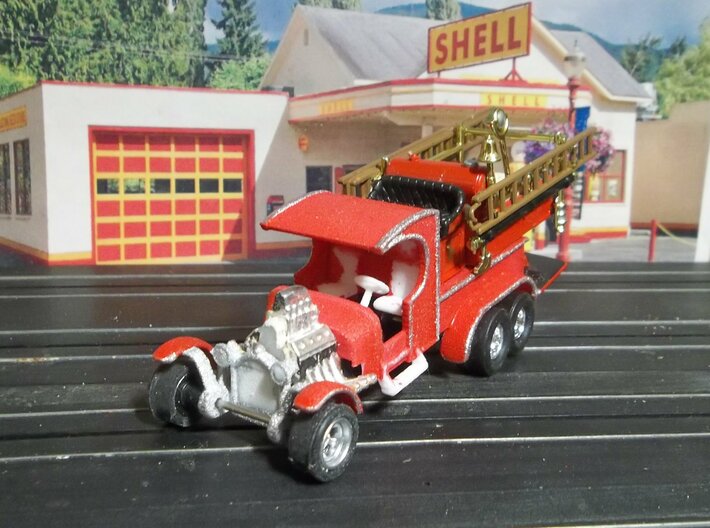 C-Cab 2-Axle Flatbed Hotrod - T-Jet 3d printed Custom Built Fire Truck by Dave Wonacot. A great example of what can be built with this body!