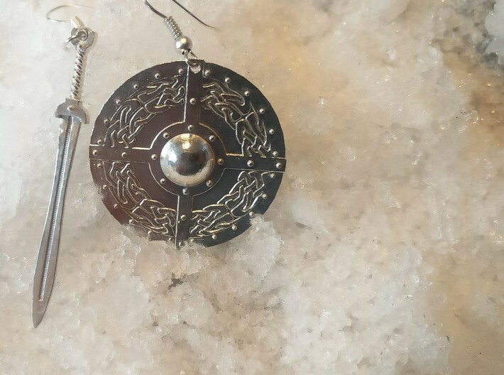 Celtic Shield Maiden Earrings 3d printed 