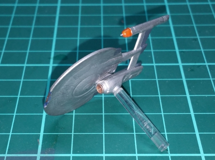 NX Class Refit 1/4400 Attack Wing 3d printed View onto the added secondary hull with the socket and a mounted peg.