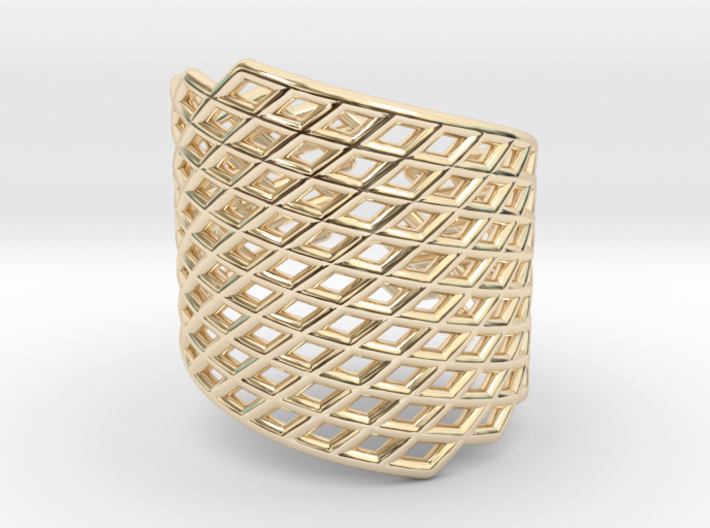 Assymetrical Mesh Grid Ring: Adjustable size 5-7 3d printed