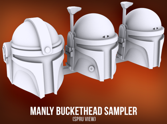 Manly Buckethead Sampler (x3) 3d printed 