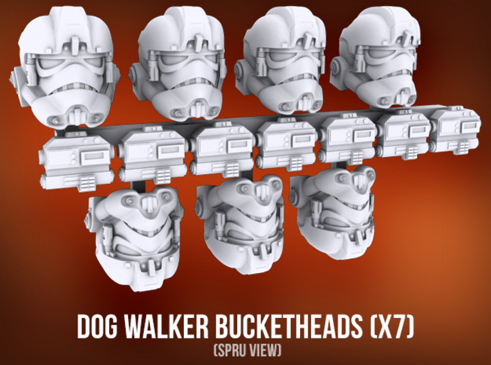 Dogwalker Bucketheads (x7) 3d printed 