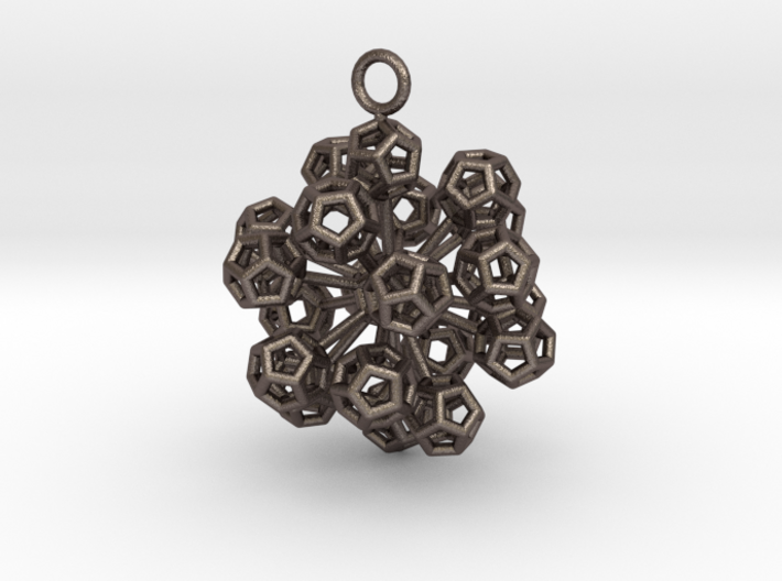Dodecahedrons at vertex earrings 3d printed