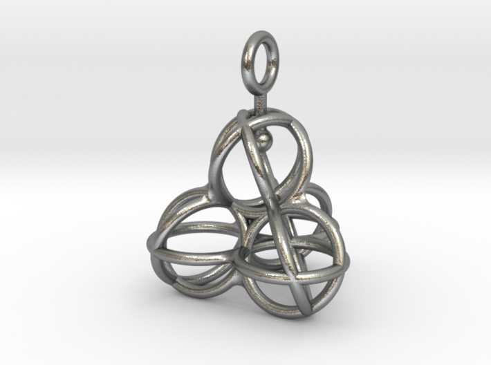 Tetrahedron Balls earring with interlock hook ring 3d printed