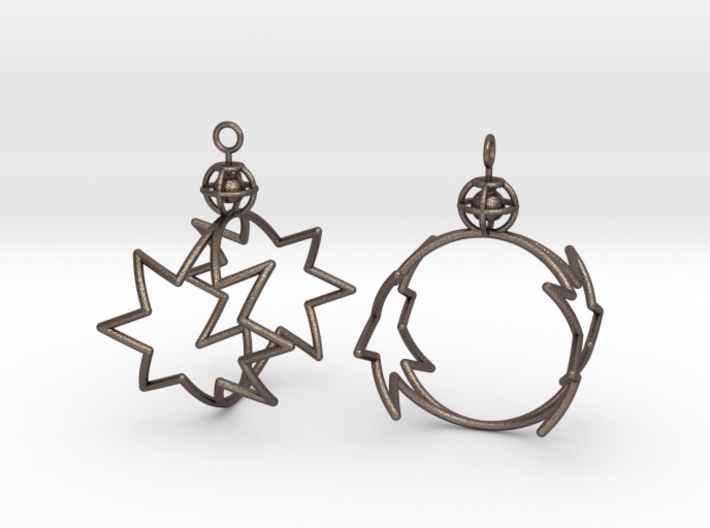 8-point star to circle earrings 3d printed