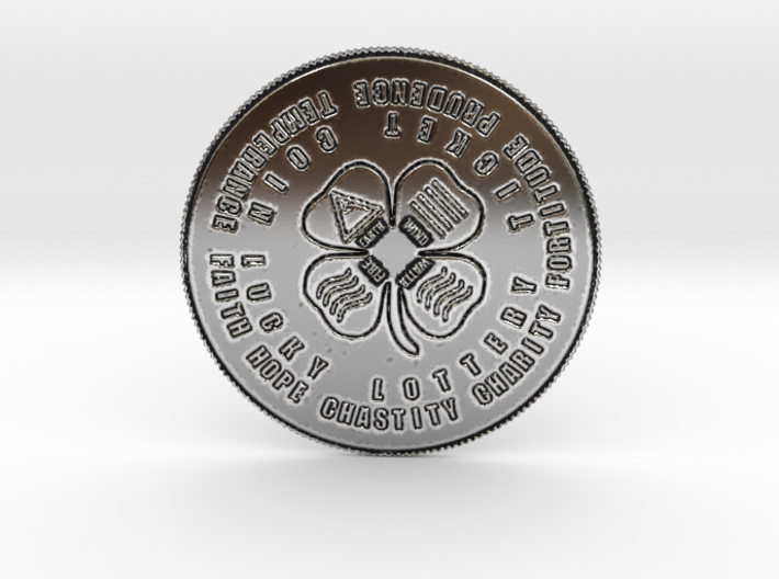Four (Element) Leaf Clover Coin of 7 Virtues 3d printed