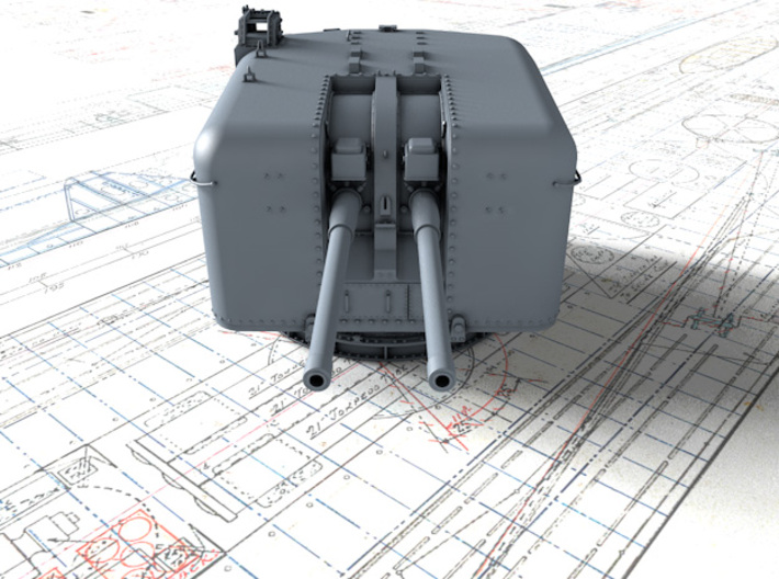 1/350 4.5"/45 (11.4 cm) QF MKVI Gun x1 3d printed 3d render showing product detail
