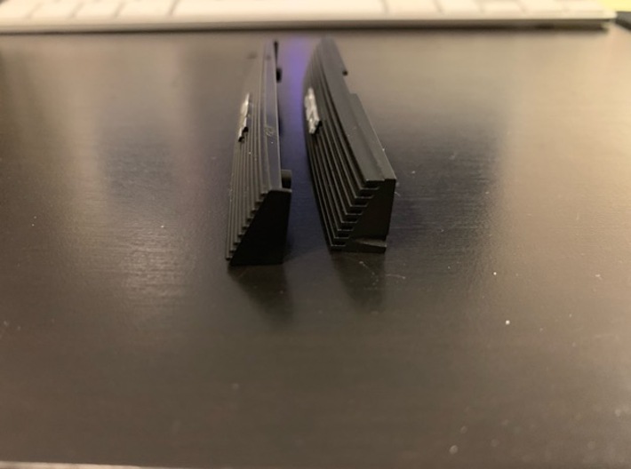 1:8 BTTF DeLorean Front Grille 3d printed Comparison with stock part on the left