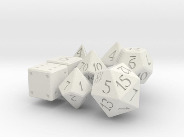 Full set of larger dice 3d printed