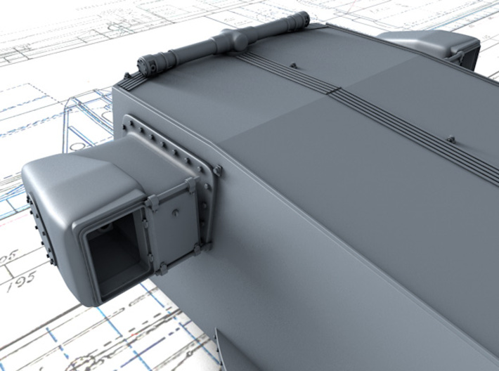1/200 Zara Class 203mm/53 M1927 Guns Blast Bags x4 3d printed 3D render showing B and C Turret Rangefinder
