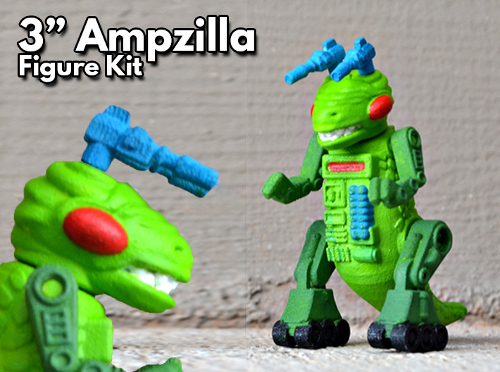 Ampzilla, 3&quot; Version 3d printed Hand painted White Strong and Flexible