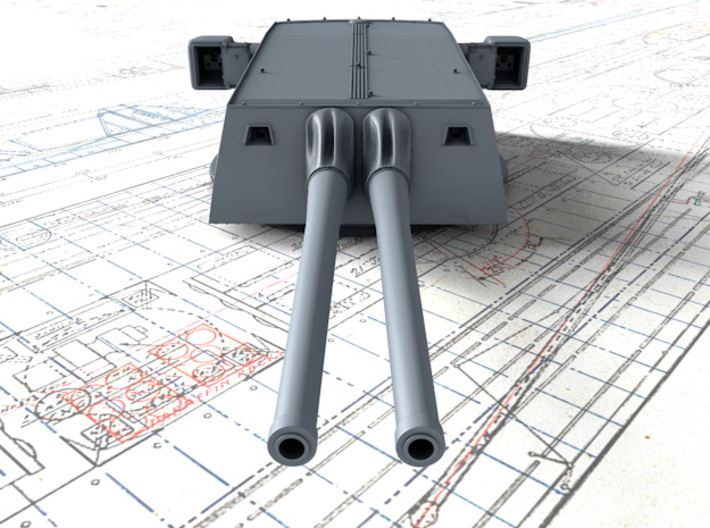 1/700 Zara Class 203mm/53 M1927 Guns Blast Bags x4 3d printed 3D render showing A Turret detail