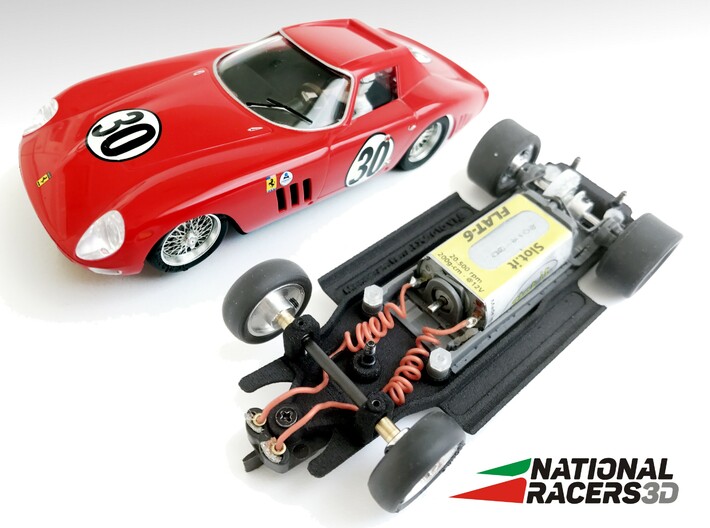 Chassis - Monogram Ferrari 250 GTO/LM - Inline 3d printed Chassis compatible with Monogram model (slot car and other parts not included)