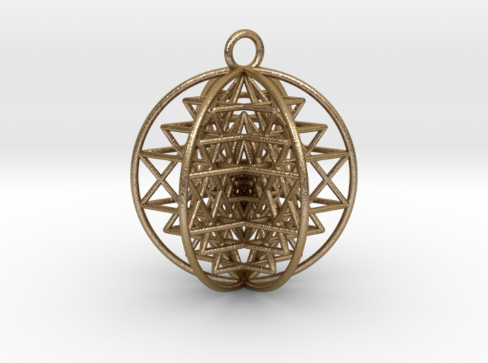 3D Sri Yantra 6 Sided Symmetrical Pendant 2&quot; 3d printed