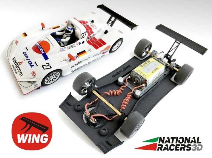 3D Chassis - Fly Lola B98/10 - WING - Inline 3d printed Chassis compatible with Fly model (slot car and other parts not included)