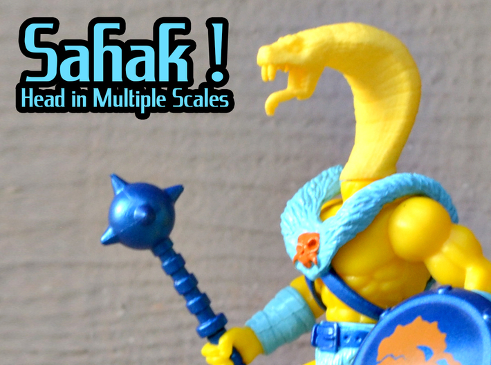 Sahak / Snaker Head - Multisize 3d printed Sahak, long necked version in yellow versatile on Battle Tribes body.