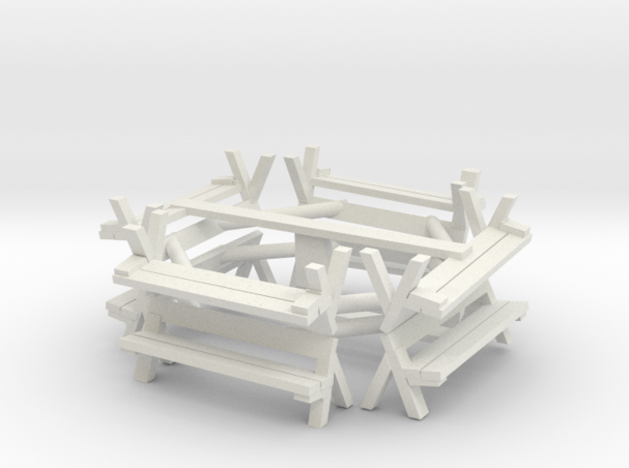 HO scale benches 4 connected together two pack 3d printed