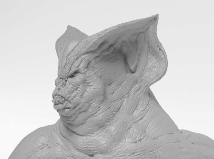 Deamon Bat Bust 3d printed Head closeup render of 3d model