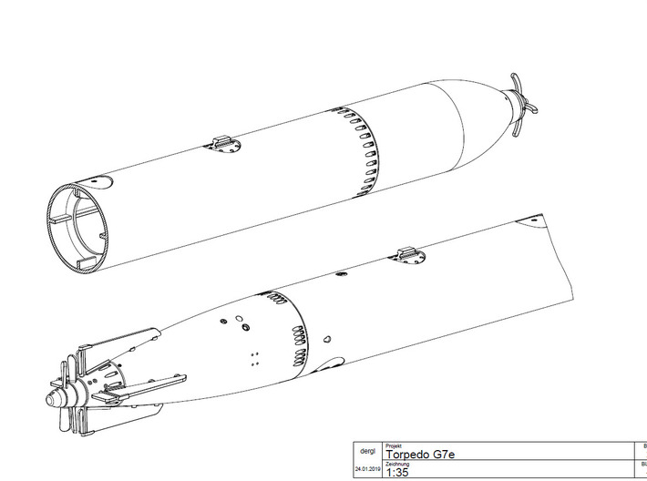 Kleinteile Torpedo G7e 1:35 3d printed 