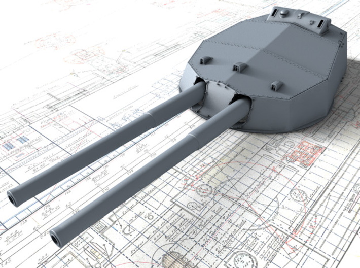 1/200 HMS Neptune 1916 12" MKXI Guns x5 3d printed 3D render showing A Turret Detail