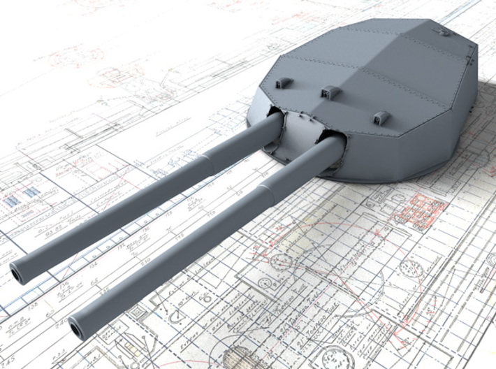 1/700 HMS Colossus Class 1910 12" MKXI Guns x5 3d printed 3D render showing A Turret Detail