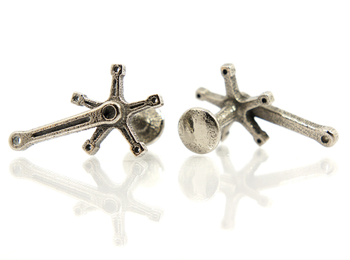 Bicycle Crank Cufflinks 3d printed Stainless Steell 
