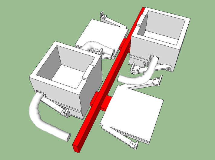 "State of Maine"-style HO Charcoal Heater Kit 3d printed Red-shaded areas represent sprues that must be removed.