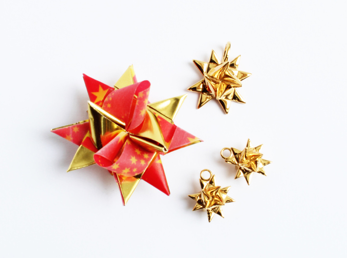 Froebel Star Earrings - Christmas Jewelry 3d printed Paper Fröbelstern and 3D printed jewelry