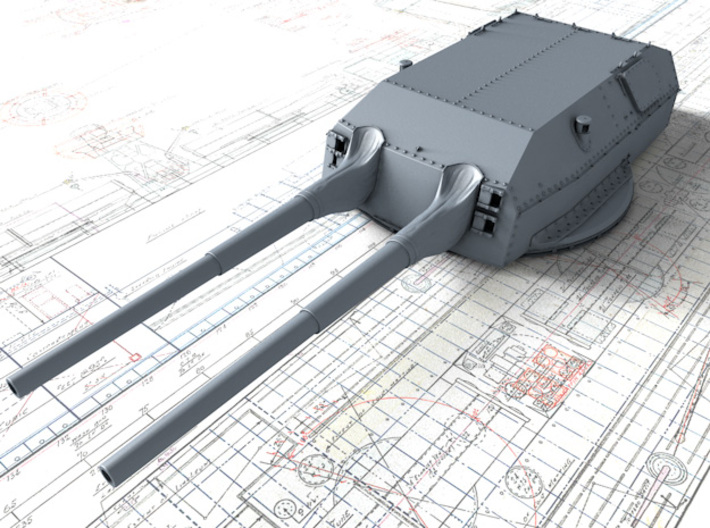 1/350 DKM Bismarck 38cm SK C/34 Guns Blast Bags 3d printed 3D render showing Anton Turret detail
