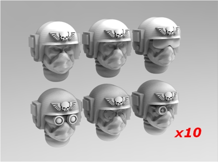 Imperial Soldier Heads Set 6 10x Mix 3d printed
