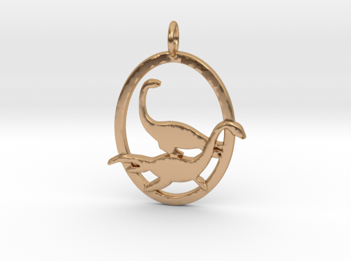Plesiosaur dinosaur pendant necklace 3d printed