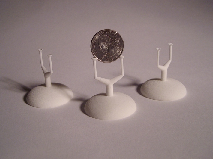 Small Display Stand 3d printed Quarter shown for scale. *Other models shown for detail, this product is sold individually not in groups of three*.