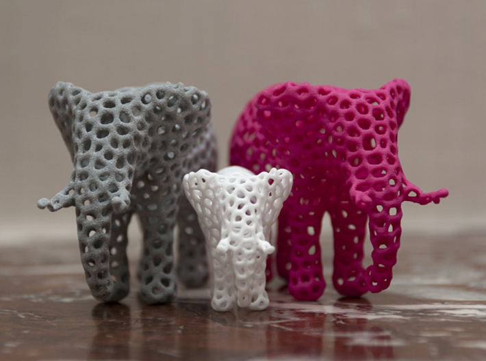 The Osseous Elephant 3d printed The miniature elephant shown here in white is also available from my shapeways shop