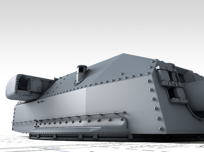 1/128 DKM Bismarck 38cm (14.96") SK C/34 Turrets 3d printed 3D render showing Bruno/Caesar Turret detail (Barrels NOT included)