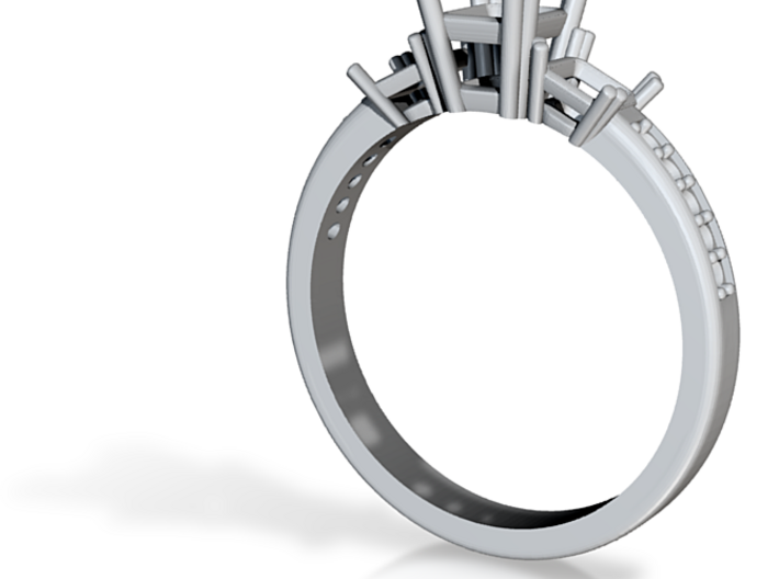 3 Princess Cut Center Stone Engagement Ring 3d printed