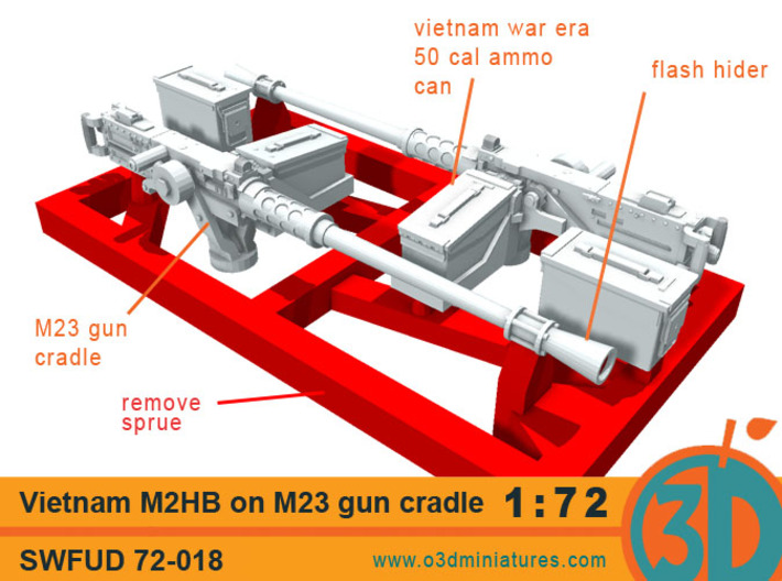 Vietnam Era M2HB on M23 gun cradle 1/72 scale SWFU 3d printed